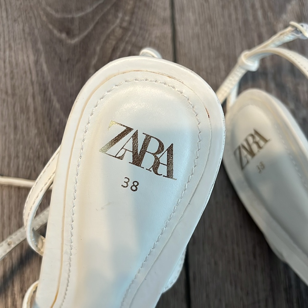 Zara white strappy heels size 38 - Picture 3 of 4